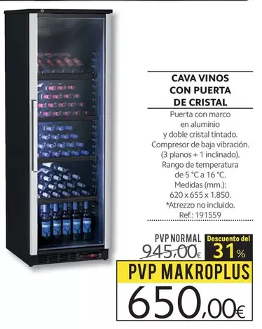 Oferta de Cristal - Cava Vinos Con Puerta De por 650€ en Makro