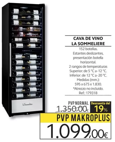 Oferta de La Sommeliere - Cava De Vino por 1099€ en Makro