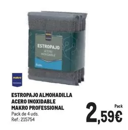 Oferta de Makro - Makro Professional - Estropajo Almohadilla Acero Inoxidable por 2,59€ en Makro