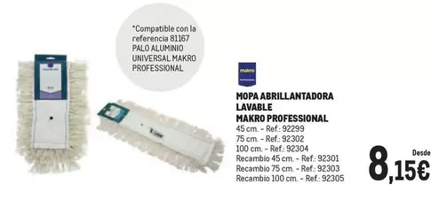 Oferta de Makro - Makro - Mopa Abrillantadora Lavable Professional por 8,15€ en Makro