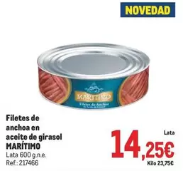 Oferta de Martimo - Filetes De Anchoa En Aceite De Girasol por 14,25€ en Makro