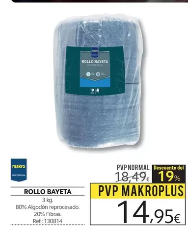 Oferta de Makro - Makroplus - Rollo Bayeta por 14,95€ en Makro