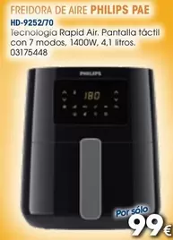 Oferta de Rapid - Philips - Freidora De Aire Hd-925270 por 99€ en Master Cadena