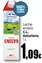 Oferta de Central Lechera Asturiana - Leche Entera por 1,09€ en UDACO