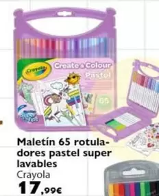 Oferta de Crayola - Maletín 65 Rotula-dores Pastel Super Lavables por 17,99€ en Milbby