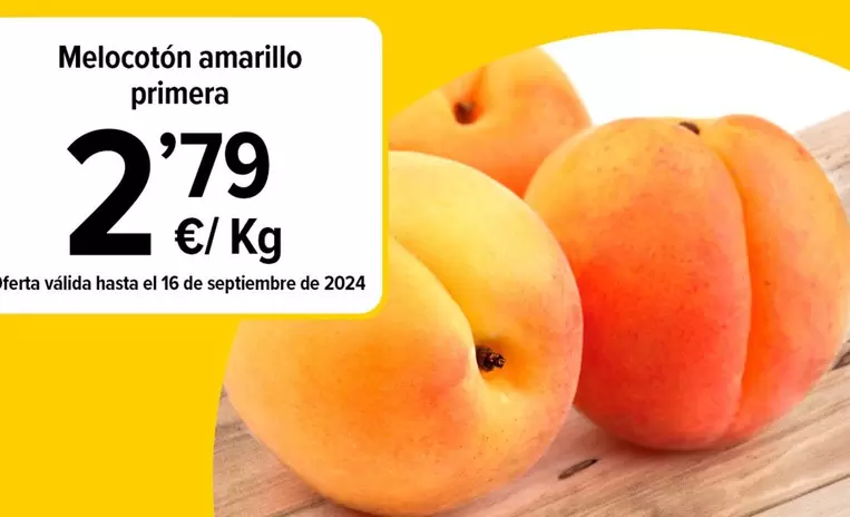 Oferta de Melocoton Amarillo Primera por 2,79€ en Cash Fresh