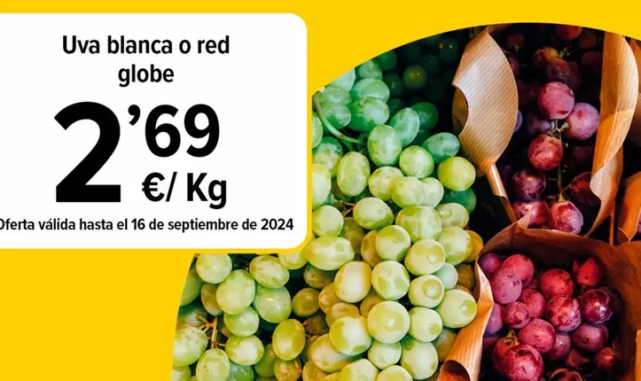 Oferta de Uva Blanca O Red Globe por 2,69€ en Cash Fresh