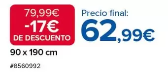 Oferta de 90 X 190 Cm por 62,99€ en Costco