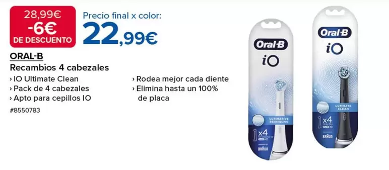 Oferta de Oral B - Recambios 4 Cabezales por 22,99€ en Costco