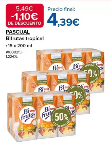 Oferta de Bifrutas - Pascual -  Tropical por 4,39€ en Costco