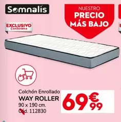 Oferta de Somnalis - Colchón Enrollado por 69,99€ en Conforama