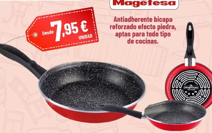 Oferta de Magefesa - Antiadherente Bicapa Reforzado Efecto Piedra, por 7,95€ en Outlet Hogar