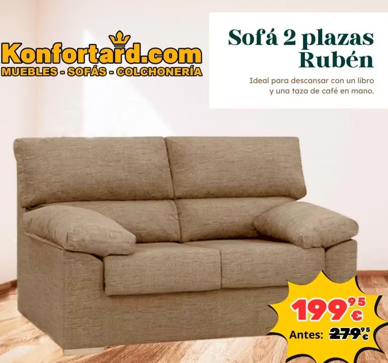 Oferta de Ideal - Sofá 2 Plazas Ruben por 199,95€ en Konfortard