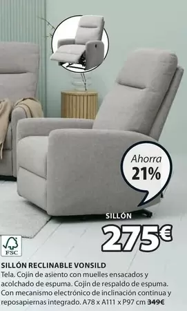 Oferta de Sillón Reclinable Vonsild por 275€ en JYSK