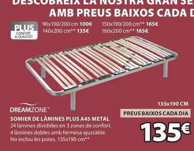 Oferta de Dreamzone - Somier De Lamines Plus A45 Metal por 135€ en JYSK