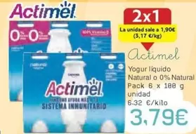 Oferta de Actimel - Yogur Liquido Natural O 0% Natural por 3,79€ en Froiz