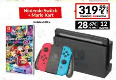 Oferta de Nintendo - Switch + Mario Kart por 319,99€ en Game