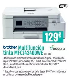 Oferta de Brother - Multifuncion Tinta Mfcj4340dwe por 129€ en App Informática