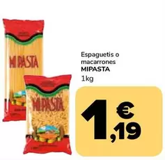 Oferta de Mi Pasta - Espaguetis O Macarrones por 1,19€ en Supeco