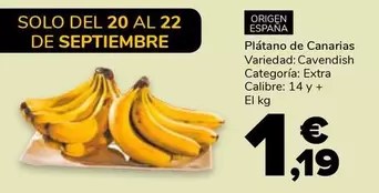 Oferta de Plátano De Canarias por 1,19€ en Supeco