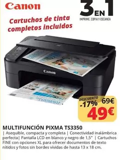 Oferta de Blanco - Canon - Multifuncion Ts3350 por 49€ en Dynos Informática