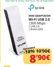 Oferta de TP-LINK - Tp Link - Mini Adaptador Wi-fi Usb 2.0 por 8,9€ en Dynos Informática