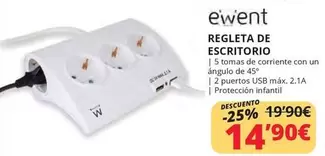 Oferta de Ewent - Regleta De Escritorio por 14,9€ en Dynos Informática