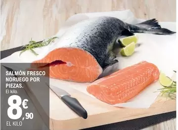 Oferta de Salmón Fresco Noruego Por Piezas por 8,9€ en E.Leclerc