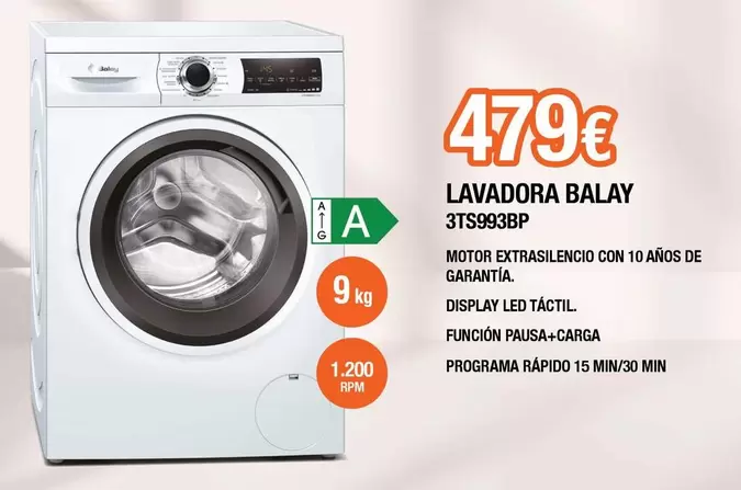 Oferta de Balay - Lavadora 3TS993BP por 479€ en Expert