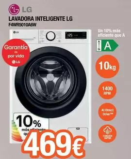 Oferta de LG - Lavadora Inteligente F4wr5010a6w por 469€ en Expert