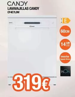 Oferta de Inverter - Candy - Lavavajillas Cf4e7ldw por 319€ en Expert