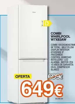 Oferta de Whirlpool - Combi W7x83aw por 649€ en Expert