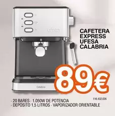 Oferta de Ufesa - Cafetera Express Calabaria por 89€ en Expert