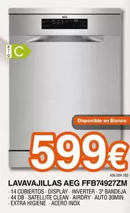 Oferta de AEG - Lavavajillas Ffb74927zm por 599€ en Expert