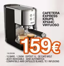 Oferta de Krups - Cafetera Express Xp444c Virtuoso por 159€ en Expert