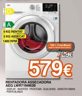 Oferta de AEG - Rentadora Assecadora Lwv7194m2b por 579€ en Expert