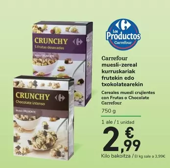 Oferta de Carrefour - cereales maseli-zereal con frutas o chocolate por 2,99€ en Carrefour Express