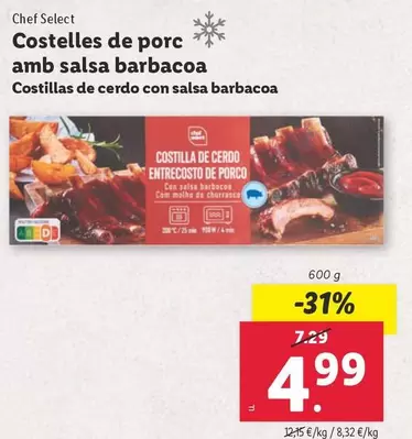 Oferta de Chef select - Costillas De Cerdo Con Salsa Barbacoa por 4,99€ en Lidl