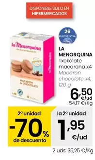 Oferta de La Menorquina - Macaron Chocolate por 6,5€ en Eroski