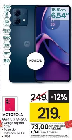 Oferta de Motorola - G84 5G 8+256 por 219€ en Eroski