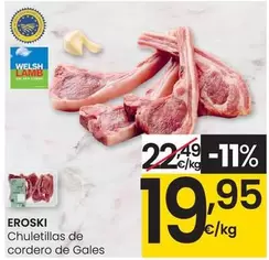 Oferta de Eroski - Chuletillas De Cordero De Gales por 19,95€ en Eroski