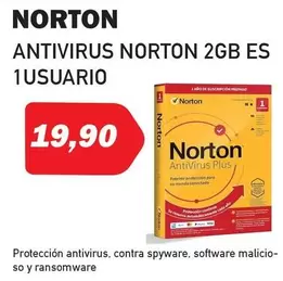 Oferta de Norton - Antivirus 2 GB ES 1 Usuario por 19,9€ en Microsshop