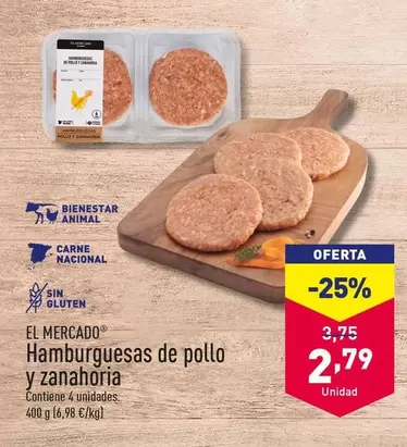 Oferta de El Mercado - Hamburguesas De Pollo Y Zanahoria por 2,79€ en ALDI