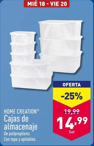 Oferta de Home Creation - Cajas De Almacenaje por 14,99€ en ALDI