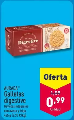 Oferta de Aurada - Galletas Digestive por 0,99€ en ALDI