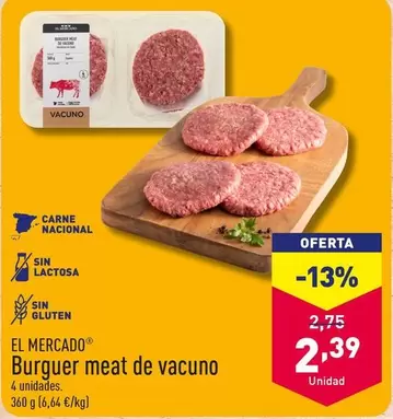 Oferta de El Mercado - Burguer Meat De Vacuno por 2,39€ en ALDI