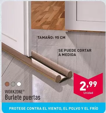 Oferta de Workzone - Burlete Puertas por 2,99€ en ALDI