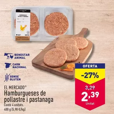 Oferta de El Mercado - El Mercado Hamburguesas De Pollo Y Zanahoria por 2,39€ en ALDI