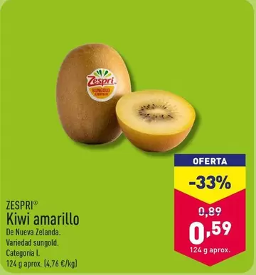 Oferta de Zespri - Kiwi Amarillo por 0,59€ en ALDI