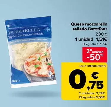 Oferta de Carrefour - Queso Mozzarella Rallado  por 1,51€ en Carrefour